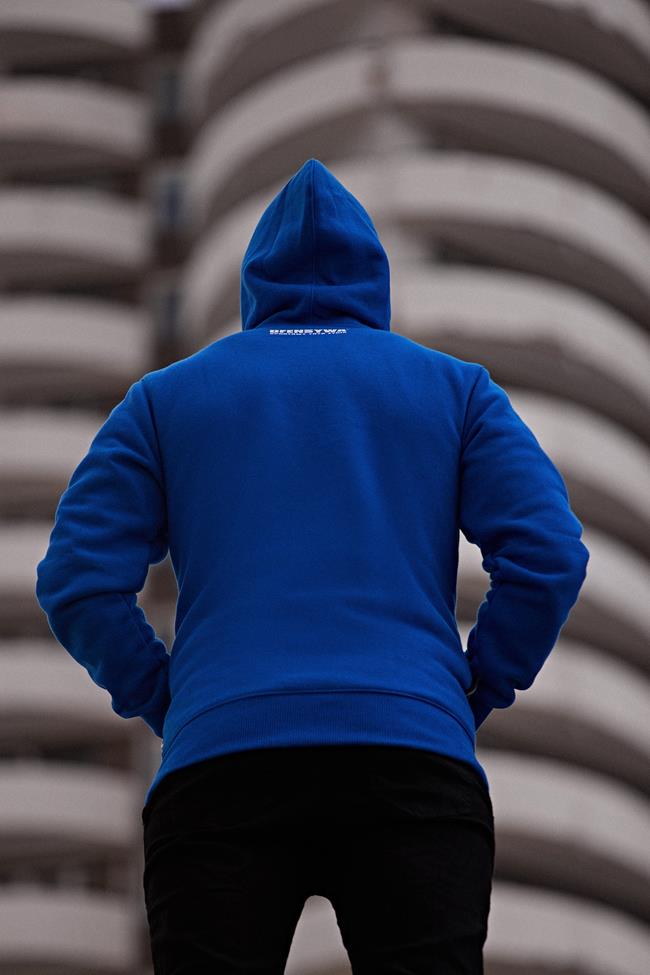 Bluza Ofensywa x Octagon Sportowy Tryb Życia niebieska z kapturem